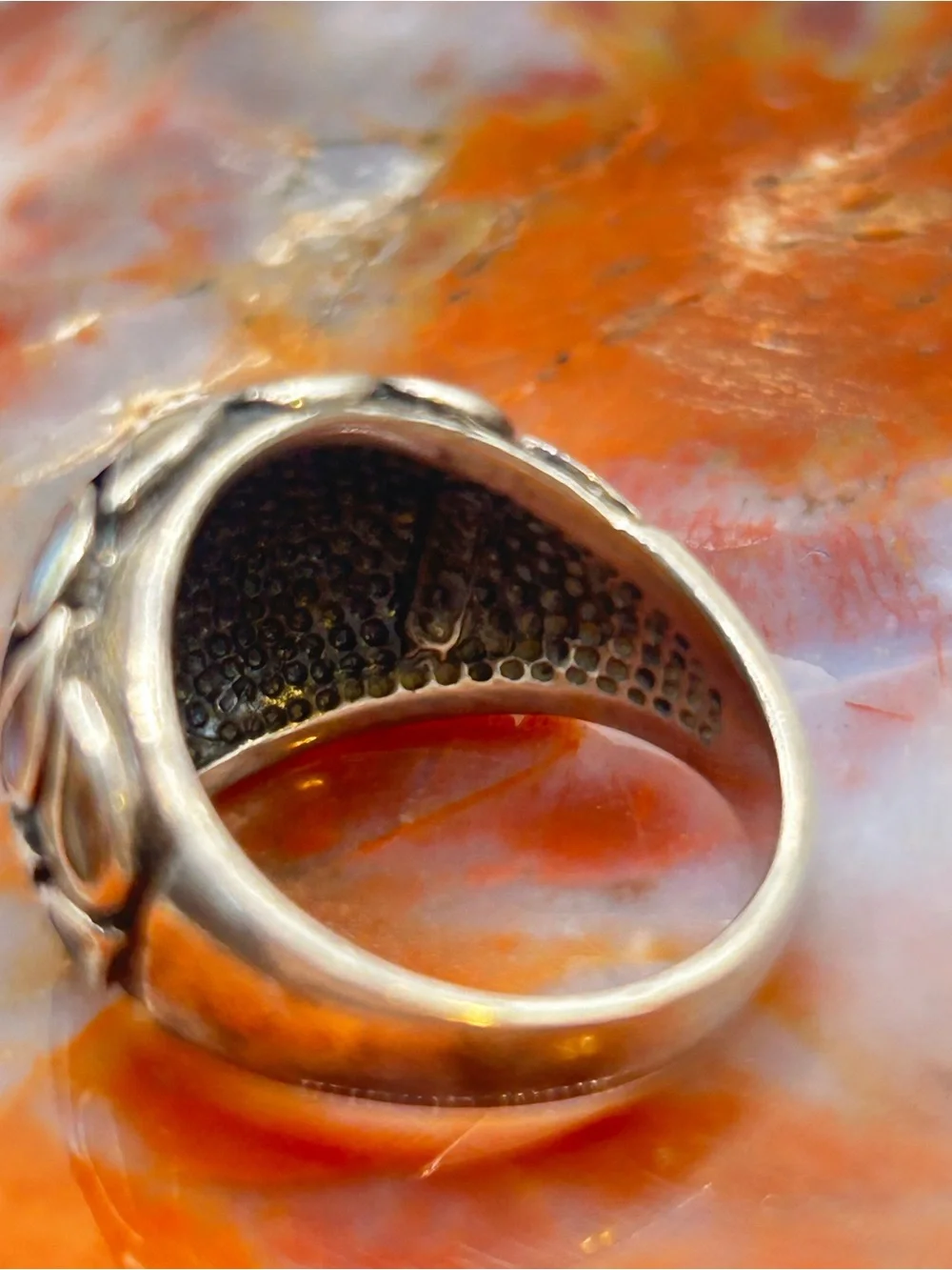 Vintage Sterling Silver Abalone Shell Ring - Size 9